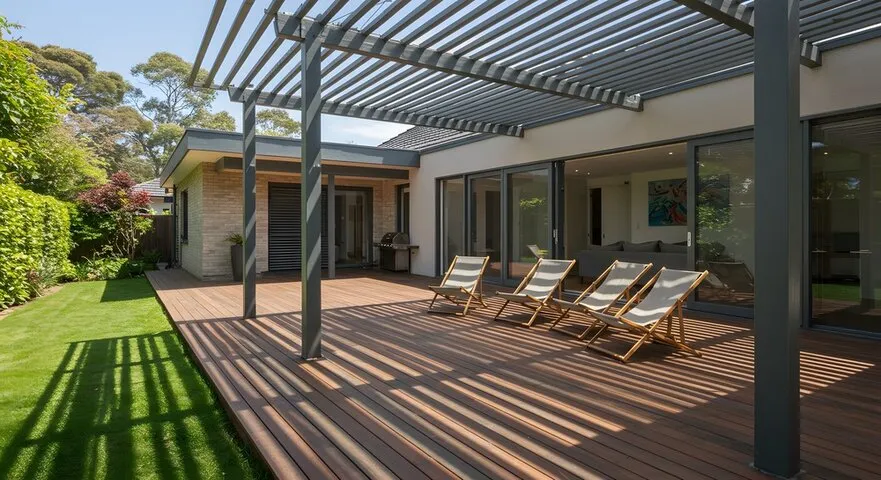 Side-by-side comparison of traditional wood decking and modern, low-maintenance composite materials for a home deck upgrade.