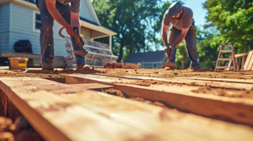 Experienced deck installation team in Toledo completing a beautiful and functional residential deck project.