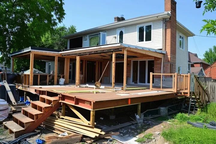 Replacement process of an old, worn-out deck with a new, safe, and durable outdoor structure